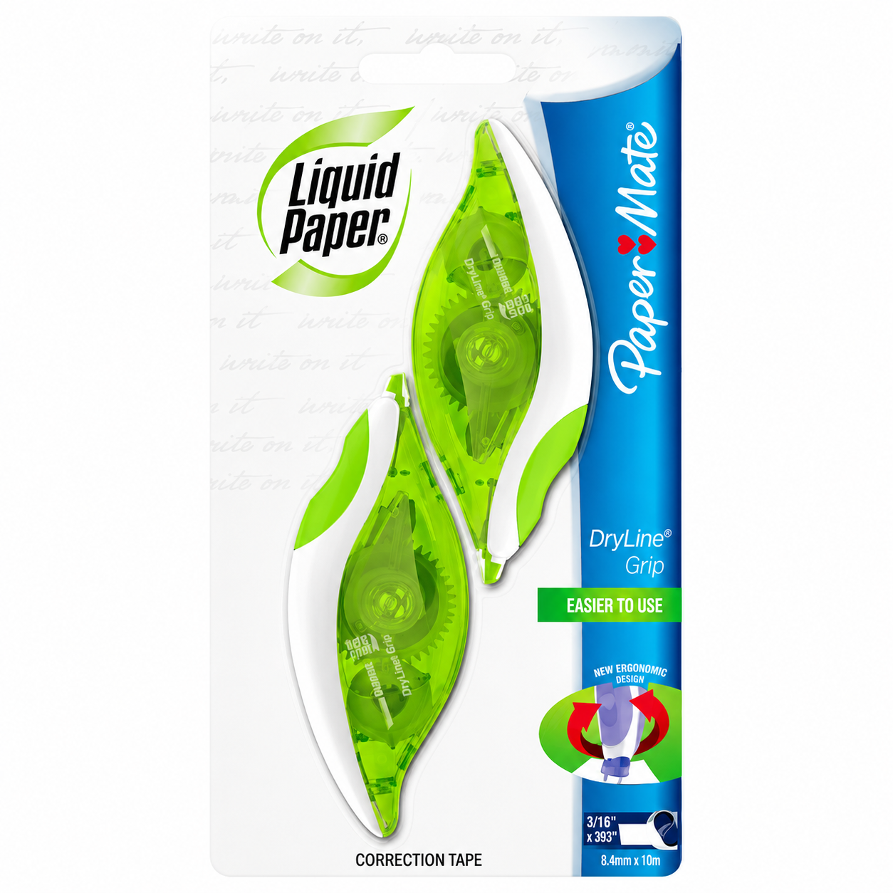 Liquid Paper Dryline Correction Tape 5mm x 8.5m Green 2 Pack